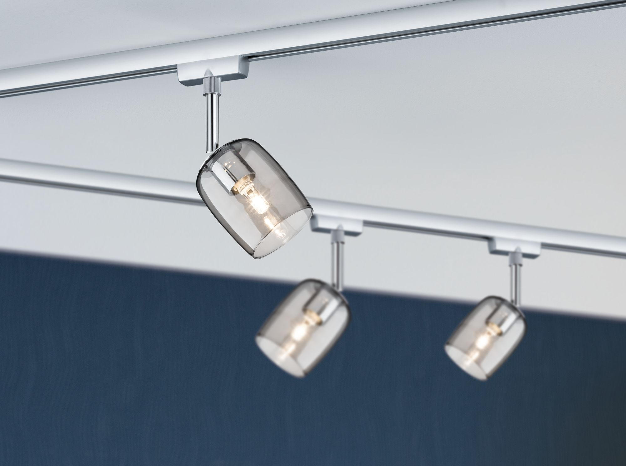 SCHIENENSYSTEM-STRAHLER - Chromfarben, Design, Glas/Metall (7,4/12,8/11,5cm) - Paulmann
