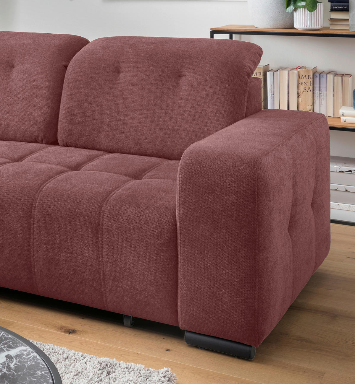 ECKSOFA VICARI Rosa Mikrofaser Kopfteilverstellung, Sitzvorzug  - Schwarz/Rosa, MODERN, Textil/Metall (185/292cm) - Livetastic