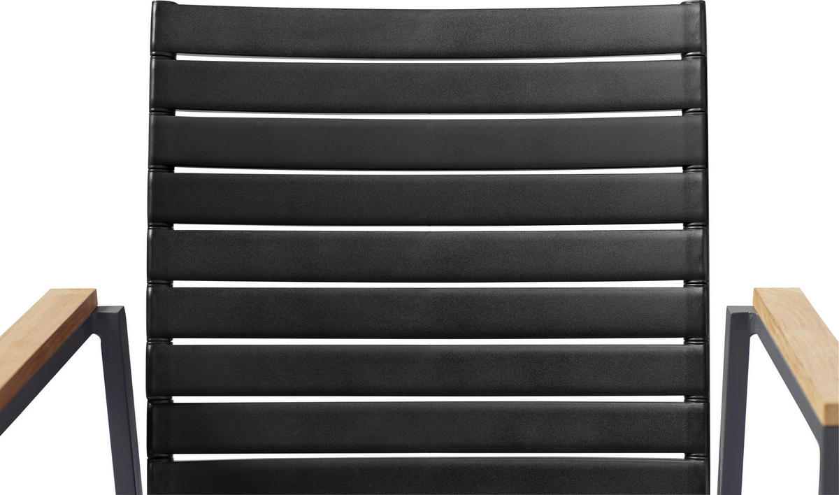 STAPELSTUHL Anthrazit, Schwarz, Teakfarben  - Anthrazit/Schwarz, KONVENTIONELL, Holz/Kunststoff (56,5/84/62cm) - Gardenson