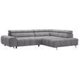ECKSOFA  in Webstoff Grau  295/201 cm  - Silberfarben/Grau, Design, Textil/Metall (295/201cm) - Hom`in