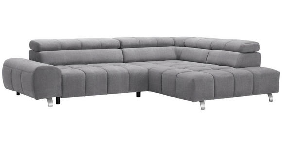 ECKSOFA  in Webstoff Grau  295/201 cm  - Silberfarben/Grau, Design, Textil/Metall (295/201cm) - Hom`in