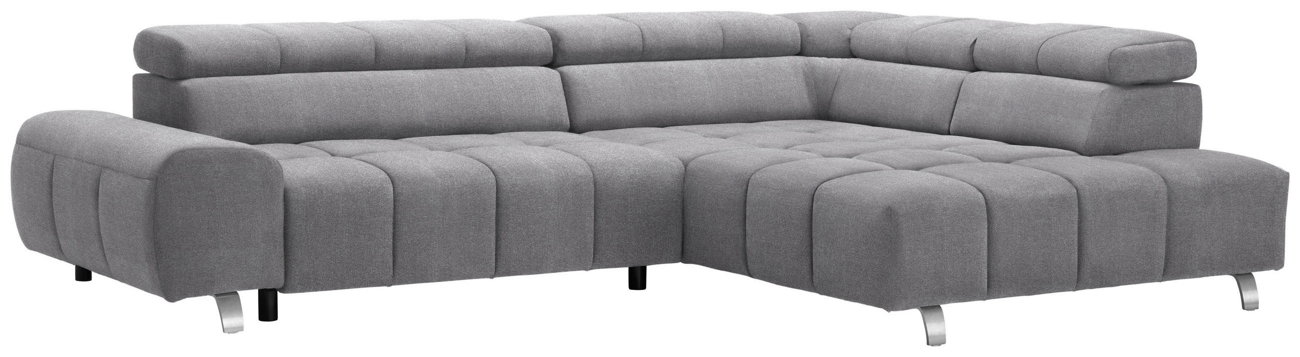 ECKSOFA in Webstoff Grau  295/201 cm  - Silberfarben/Grau, Design, Textil/Metall (295/201cm) - Hom`in