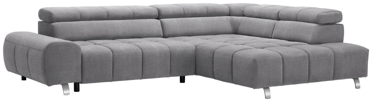 ECKSOFA Grau Webstoff  - Silberfarben/Grau, Design, Textil/Metall (295/201cm) - Hom`in