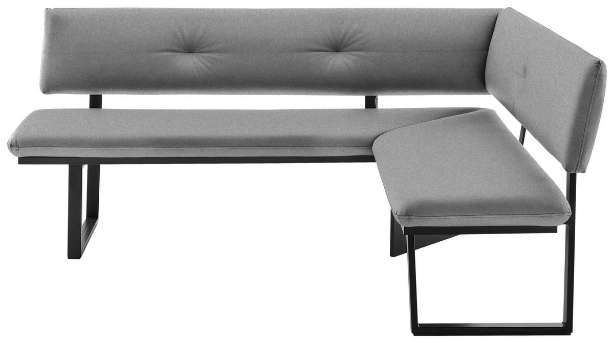 ECKBANK 190/150 cm  in Schwarz, Hellgrau  - Hellgrau/Schwarz, MODERN, Textil/Metall (190/150cm) - Cantus