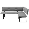 ECKBANK 205/165 cm  in Schwarz, Hellgrau  - Hellgrau/Schwarz, MODERN, Textil/Metall (205/165cm) - Cantus