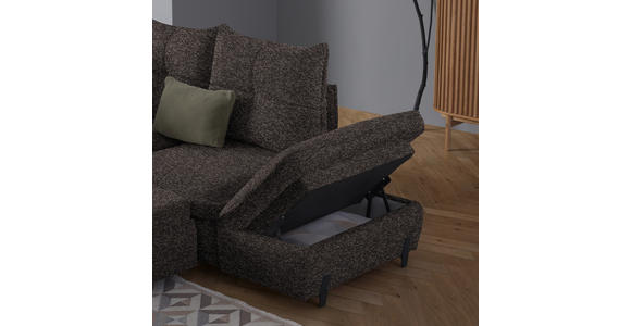 ECKSOFA Dunkelbraun Bouclé  - Dunkelbraun/Schwarz, Design, Textil/Metall (250/220cm) - Xora