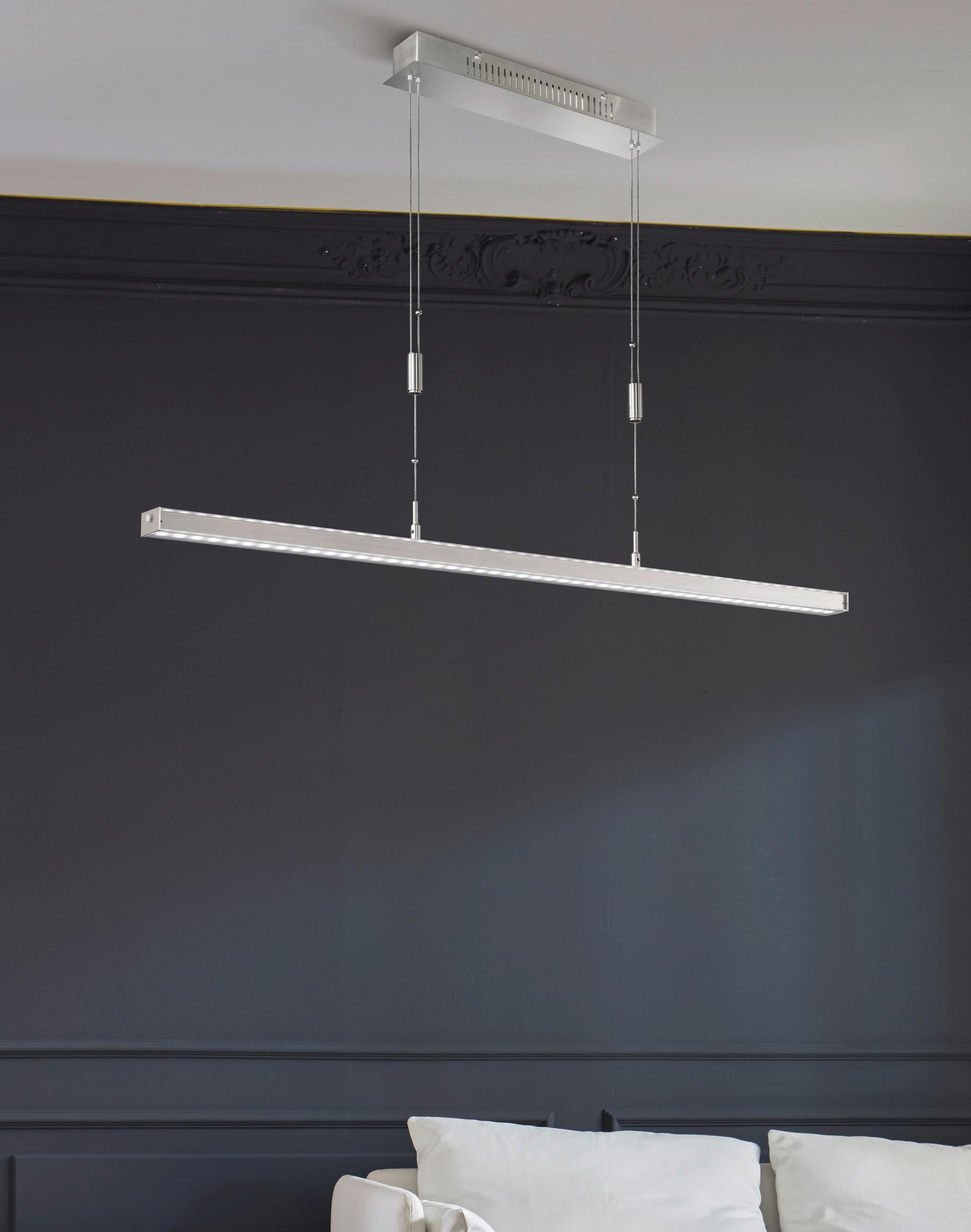 LED-HÄNGELEUCHTE 115/7/90-150 cm  - Nickelfarben, LIFESTYLE, Glas/Metall (115/7/90-150cm)