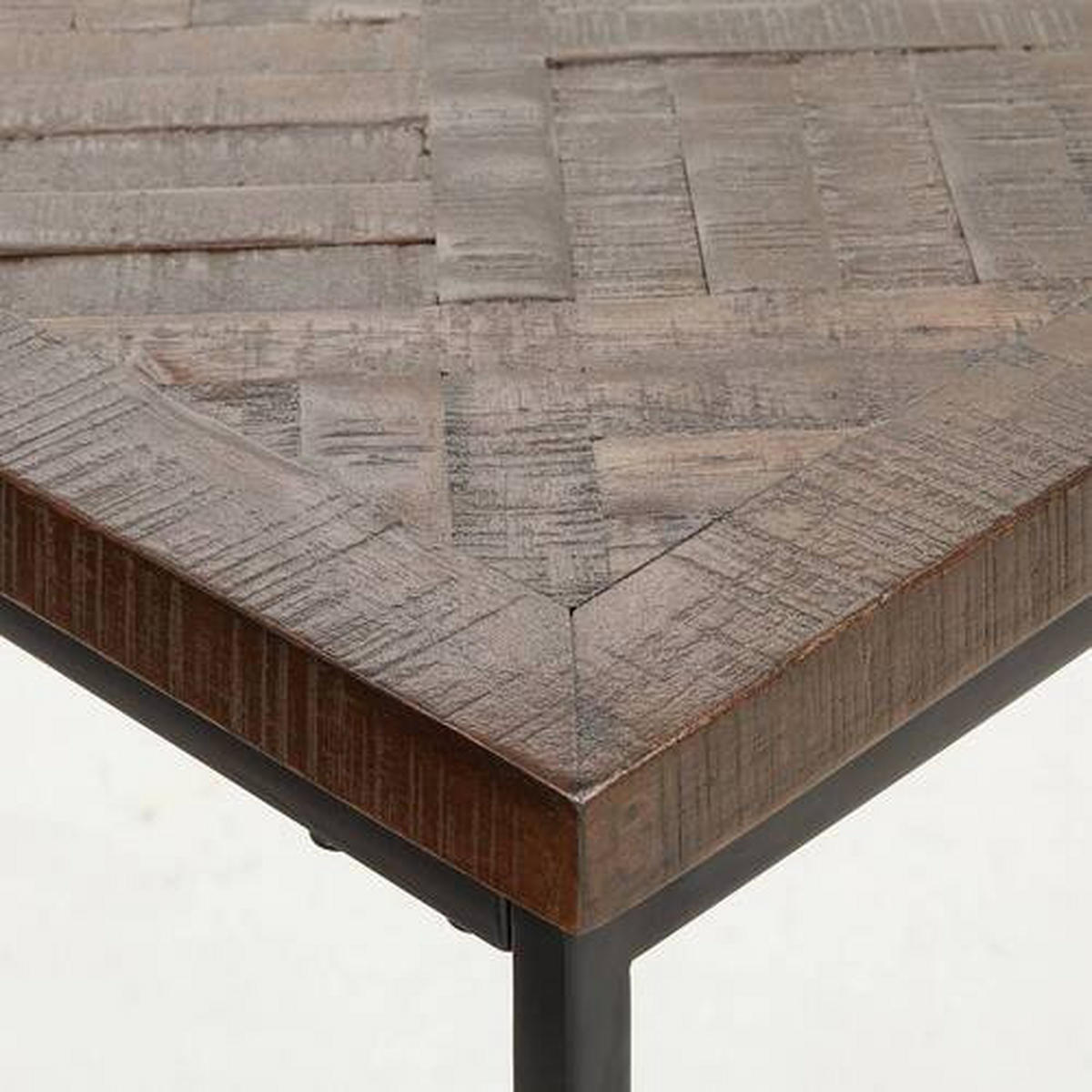 BEISTELLTISCHSET Recyclingholz vollmassiv rechteckig Schwarz, Dunkelgrau  - Dunkelgrau/Schwarz, Design, Holz/Metall (50-55/34-40/52-60cm) - Carryhome