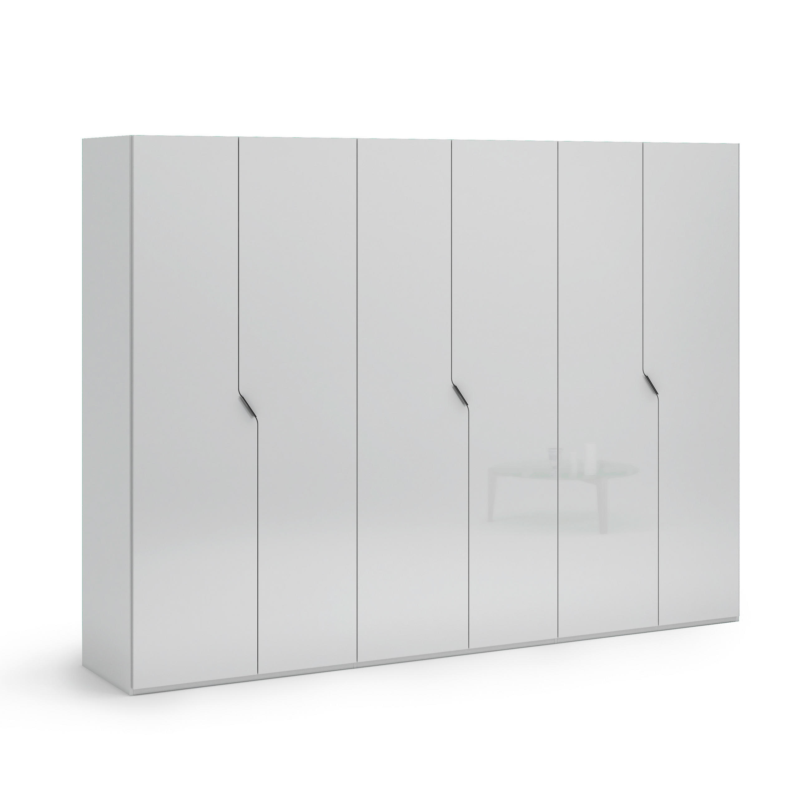 DREHTÜRENSCHRANK 300/223/62 cm 6-türig Weiß Hochglanz  - Weiß Hochglanz/Schwarz, Design, Holzwerkstoff/Metall (300/223/62cm) - Novel