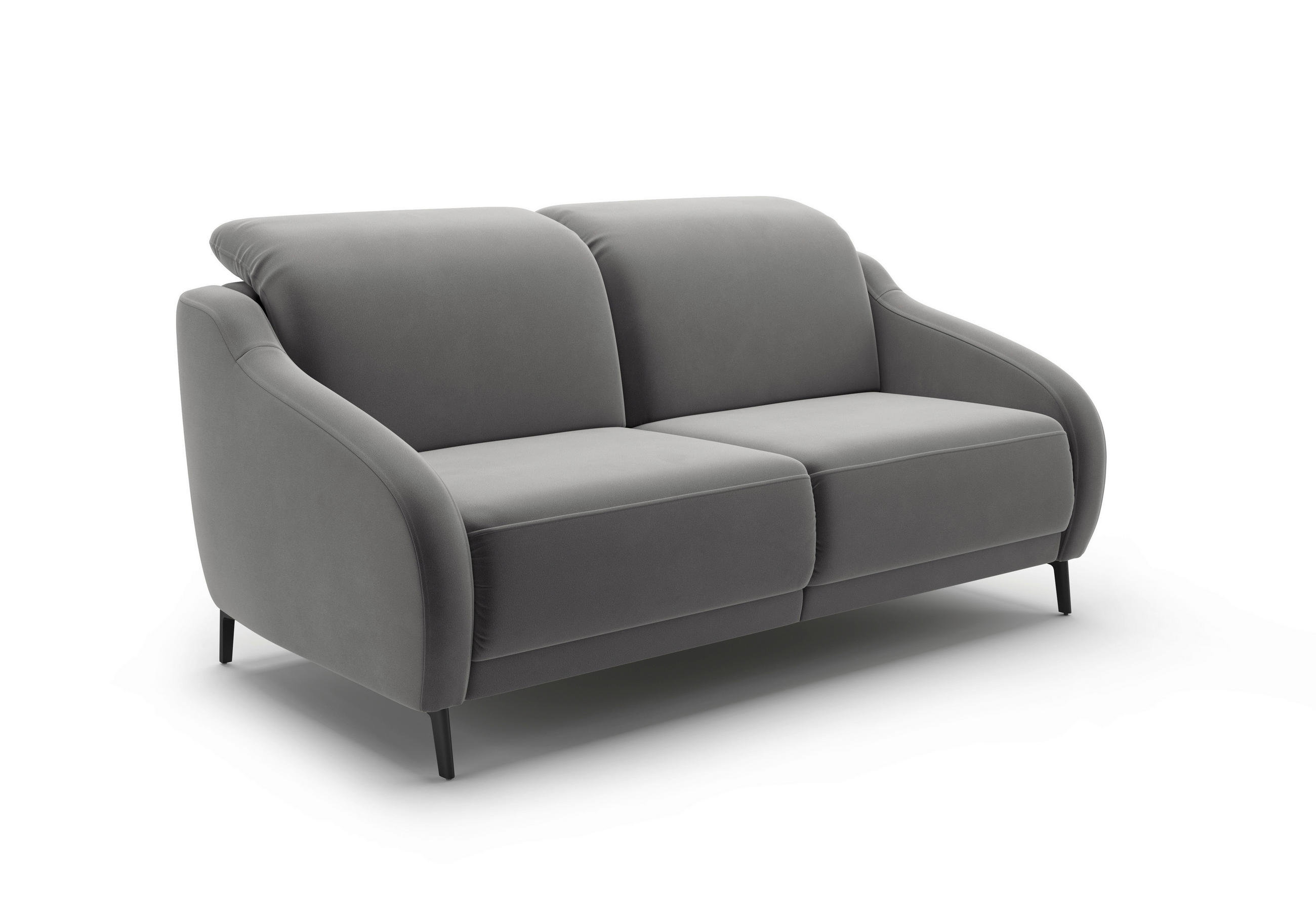 2,5-SITZER in Samt Grau - Schwarz/Grau, MODERN, Textil/Metall (172/93/104cm) - Sit & More