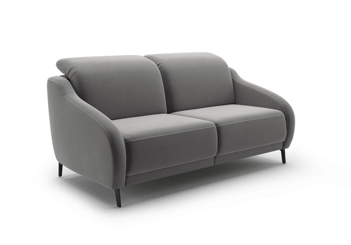 3-SITZER-SOFA in Samt Grau  - Schwarz/Grau, MODERN, Textil/Metall (192/93/104cm) - Sit & More