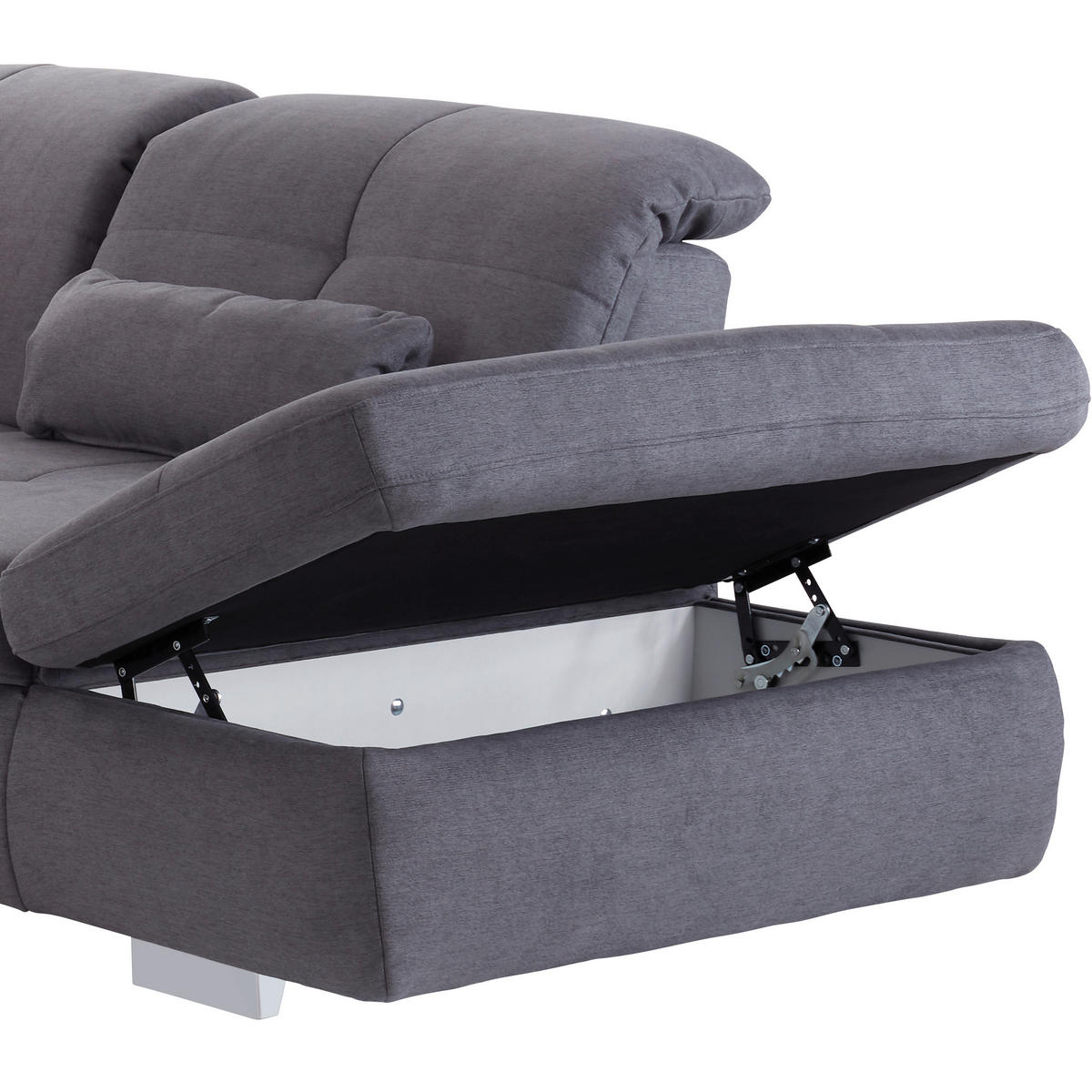 WOHNLANDSCHAFT in Mikrofaser, Chenille Grau  - Chromfarben/Grau, Modern, Textil/Metall (315/260cm) - Livetastic