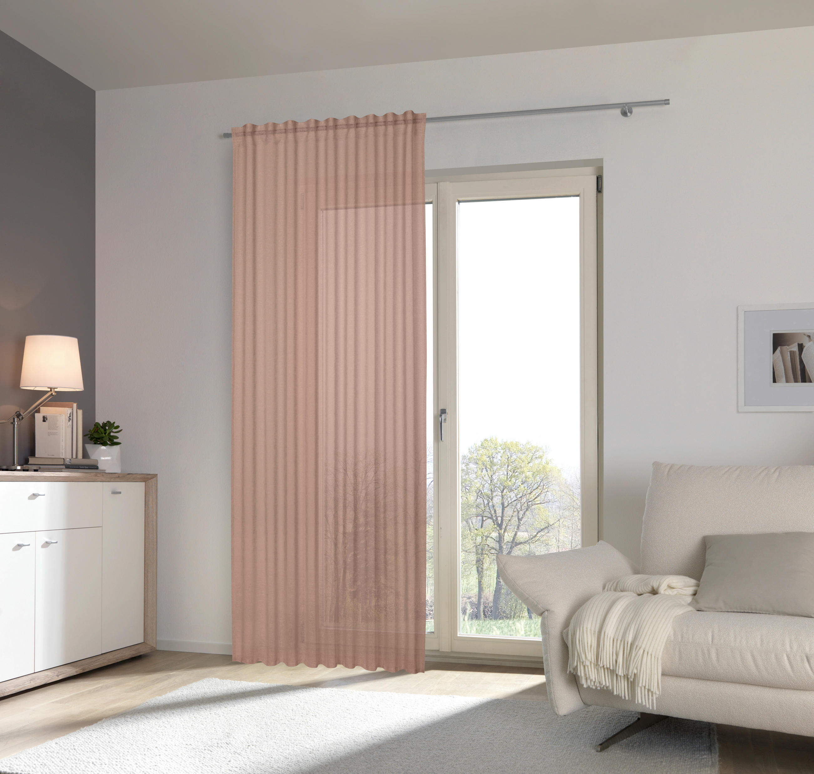 GARDINLÄNGD halvtransparent - brun, Klassisk, textil (140/245cm) - Esposa