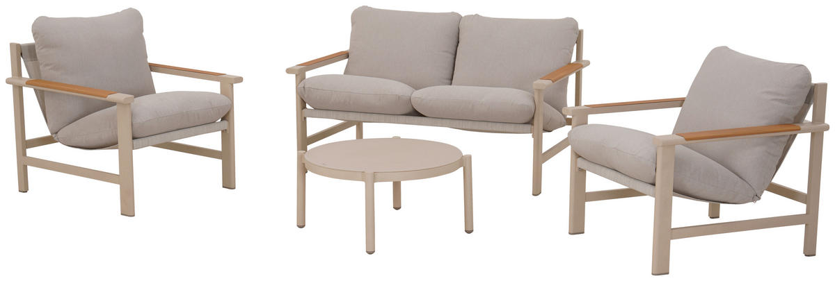 GARTENSET 4-teilig  - Beige/Hellgrau, Design, Glas/Textil - Ambia Garden