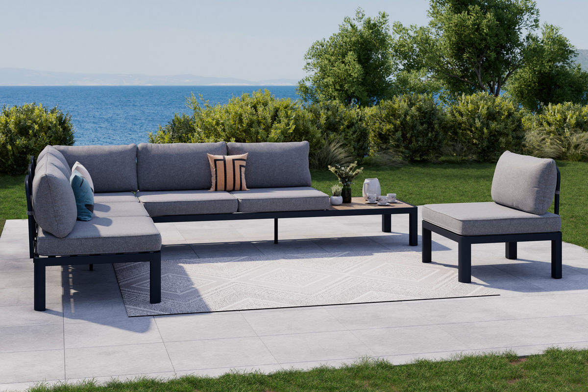 TERASOVÁ SEDACÍ SOUPRAVA kov, plast, textil - šedá/tmavě šedá, Design, kov/textil (300/222cm) - Ambia Garden