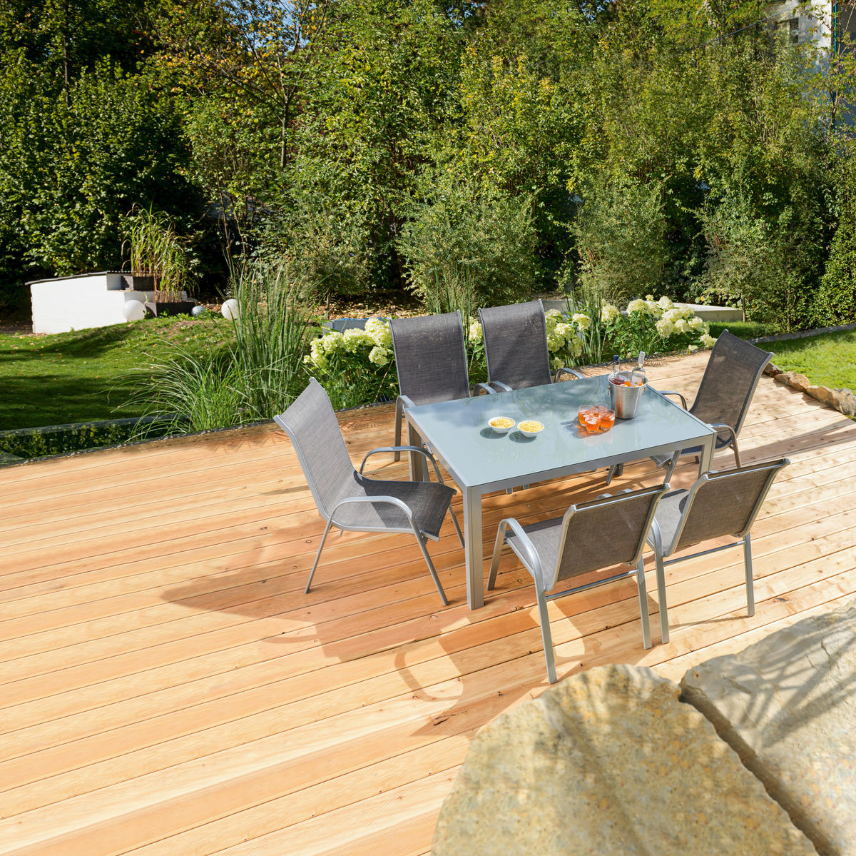 STOL VRTNI  siva, srebrne boje  metal, staklo      - siva/srebrne boje, Basics, staklo/metal (140/90/72cm) - Ambia Garden
