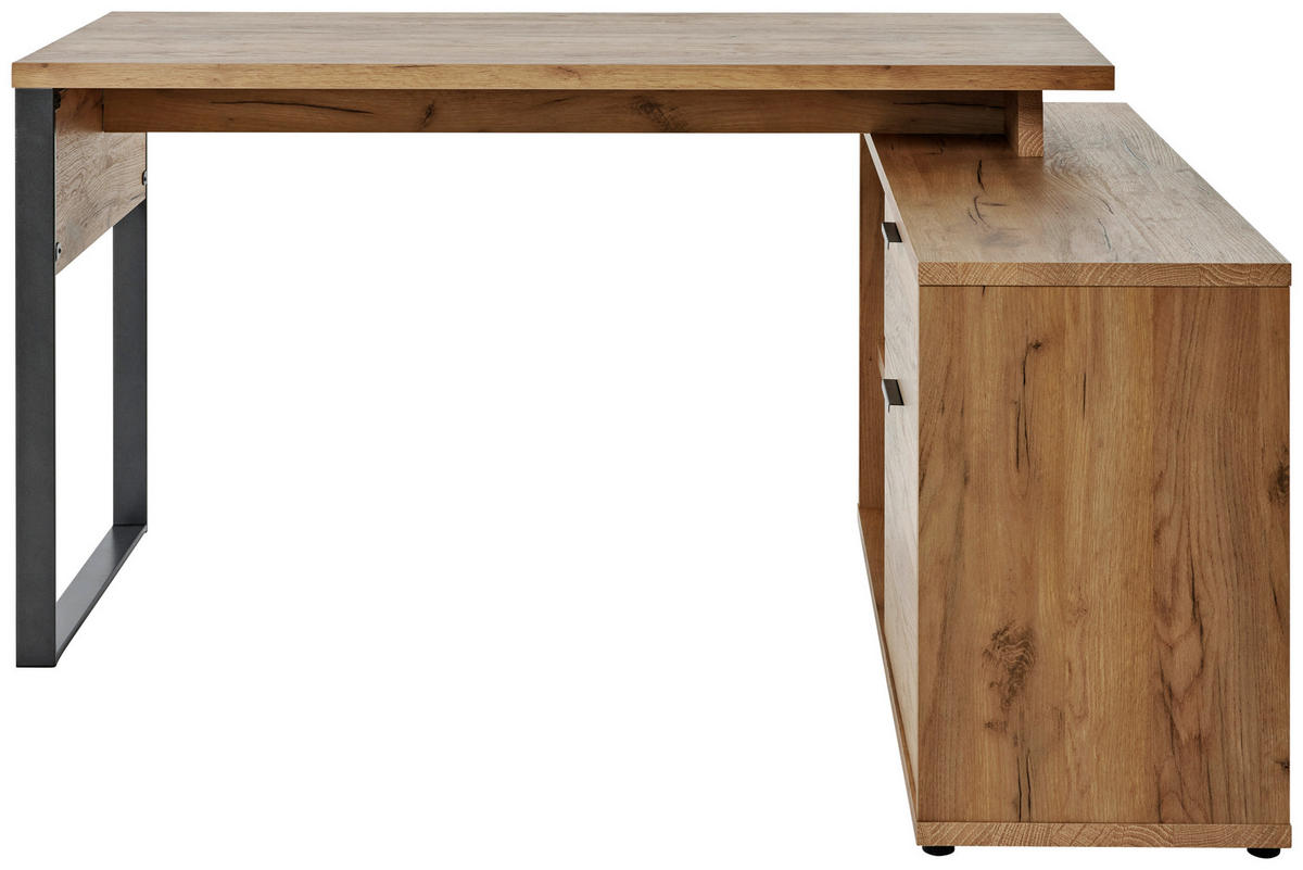 ECKSCHREIBTISCH 150/120/76 cm  in Anthrazit, Eichefarben  - Eichefarben/Anthrazit, MODERN, Holzwerkstoff/Metall (150/120/76cm) - Livetastic