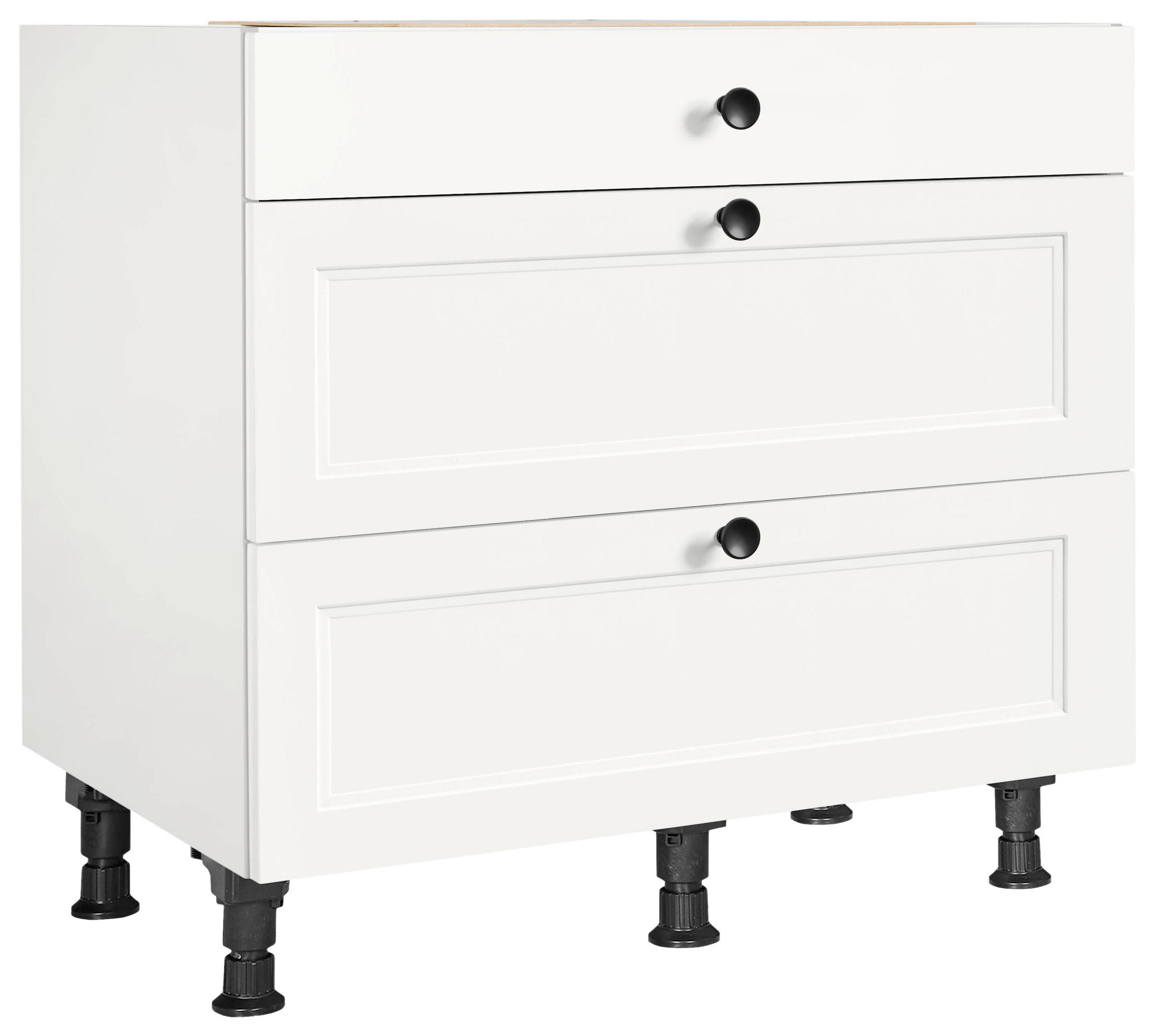 SCHUBKASTENUNTERSCHRANK 90/87/56 cm  in Weiß  - Schwarz/Weiß, MODERN, Holzwerkstoff/Metall (90/87/56cm) - Nobilia