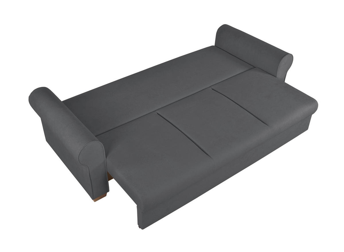 SCHLAFSOFA in Bouclé Dunkelgrau  - Dunkelgrau/Buchefarben, Design, Holz/Textil (240/94/98cm) - MID.YOU