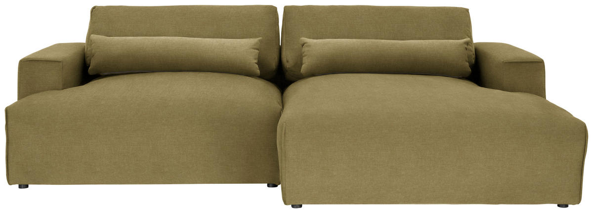 ECKSOFA Felicia in Struktur Khaki  267/187 cm  - Khaki/Schwarz, Design, Kunststoff/Textil (267/187cm) - Stylife