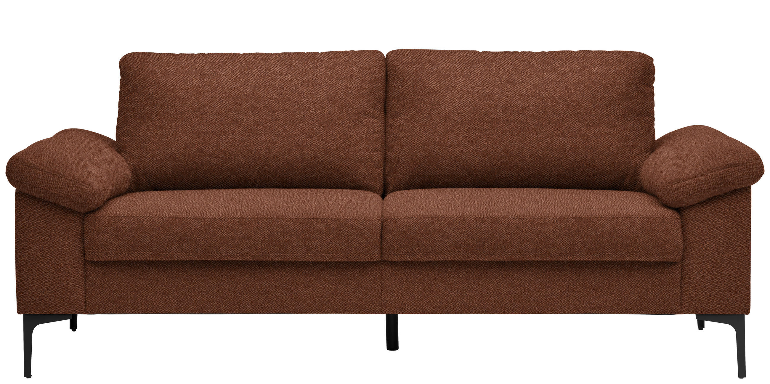 2,5-SITZER  in Flachgewebe Rostfarben  - Rostfarben/Schwarz, Design, Textil/Metall (206/86/97cm) - Pure Home Lifestyle