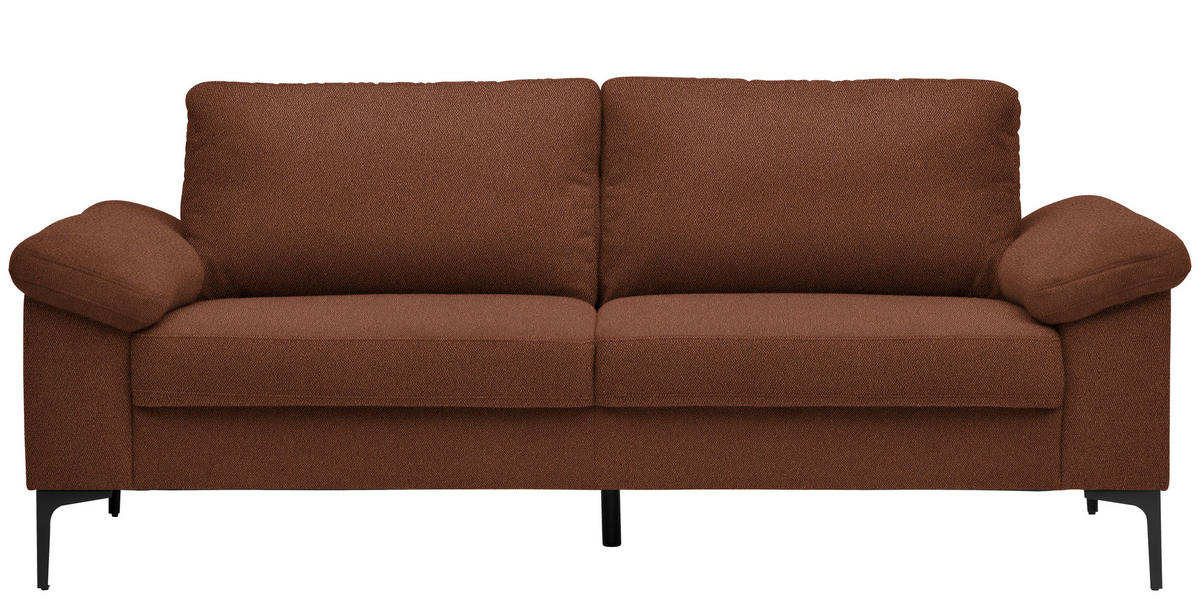 2,5-SITZER in Flachgewebe Rostfarben  - Rostfarben/Schwarz, Design, Textil/Metall (206/86/97cm) - Pure Home Lifestyle