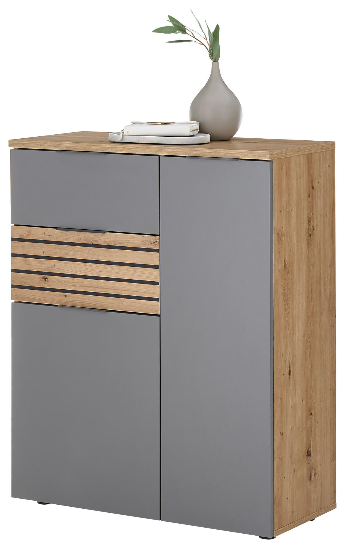 BOTNÍK, šedá, dub artisan, 85/105/38 cm - šedá/černá, Natur, kompozitní dřevo/plast (85/105/38cm) - MID.YOU