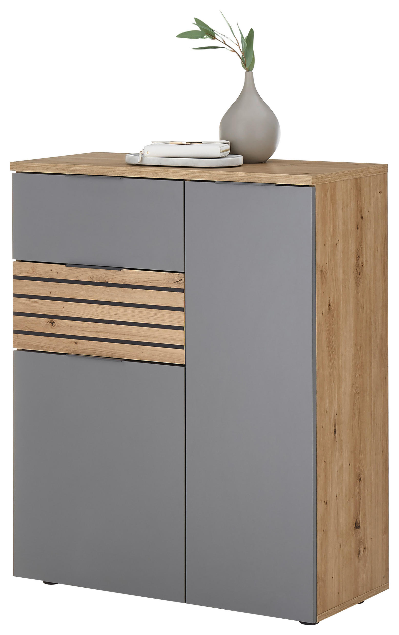 Schuhschrank Milan Grau/eiche Dekor B: 85 Cm