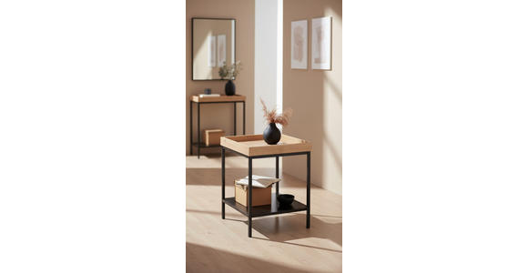 BEISTELLTISCH in Metall, Holzwerkstoff 40/40/50 cm  - Eichefarben/Schwarz, Basics, Holzwerkstoff/Metall (40/40/50cm) - Xora