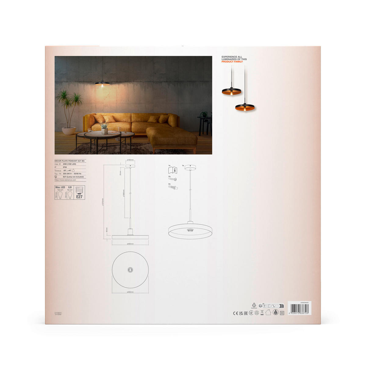HÄNGELEUCHTE 40/127 cm  - Beige/Schwarz, Basics, Metall (40/127cm) - Ledvance
