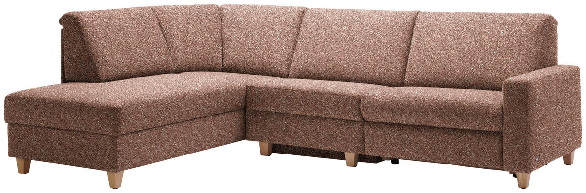 ECKSOFA  in Mikrovelours Terracotta  203/261 cm  - Eichefarben/Terracotta, KONVENTIONELL, Holz/Textil (203/261cm) - Sedda