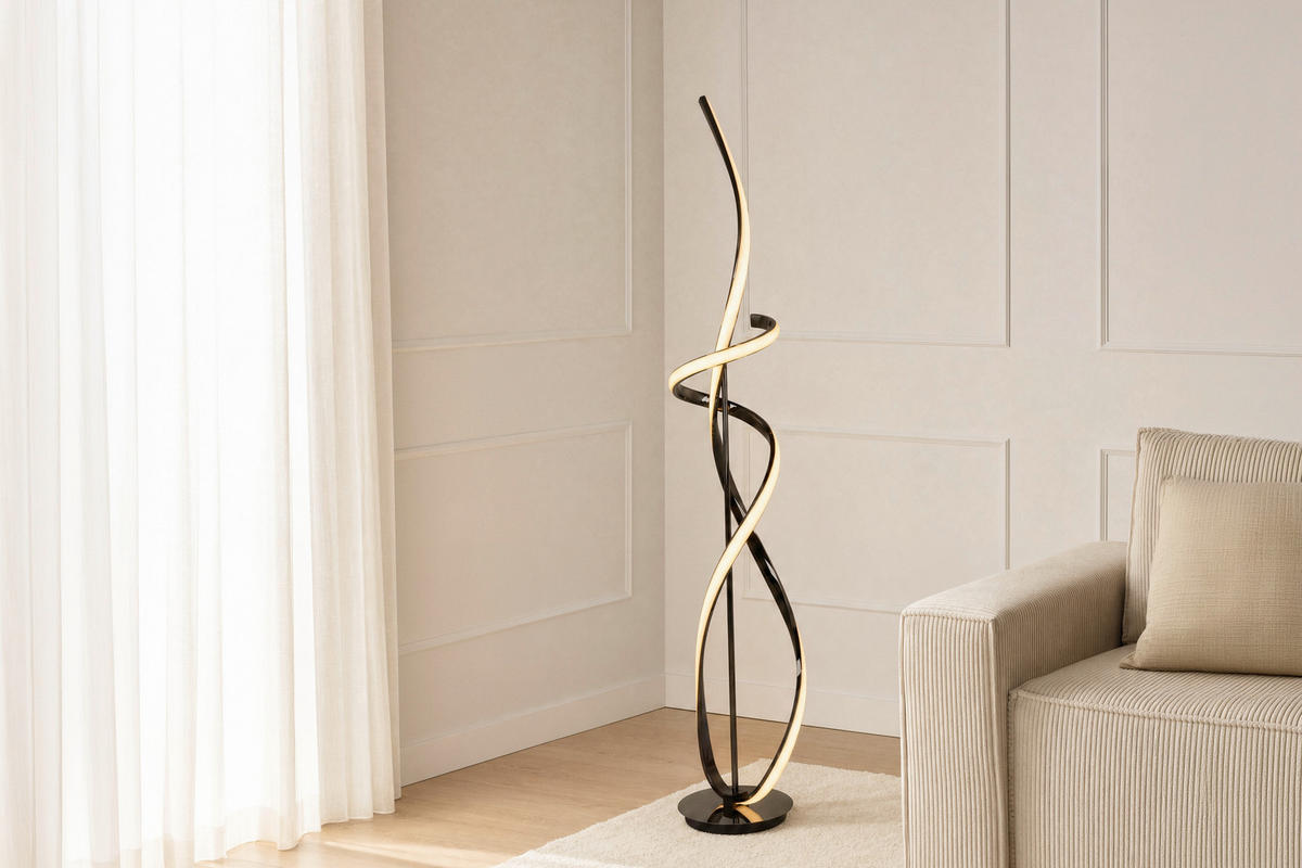 LED-STEHLEUCHTE Bandol 25/25/143 cm  - Schwarzchrom, Design, Kunststoff/Metall (25/25/143cm)