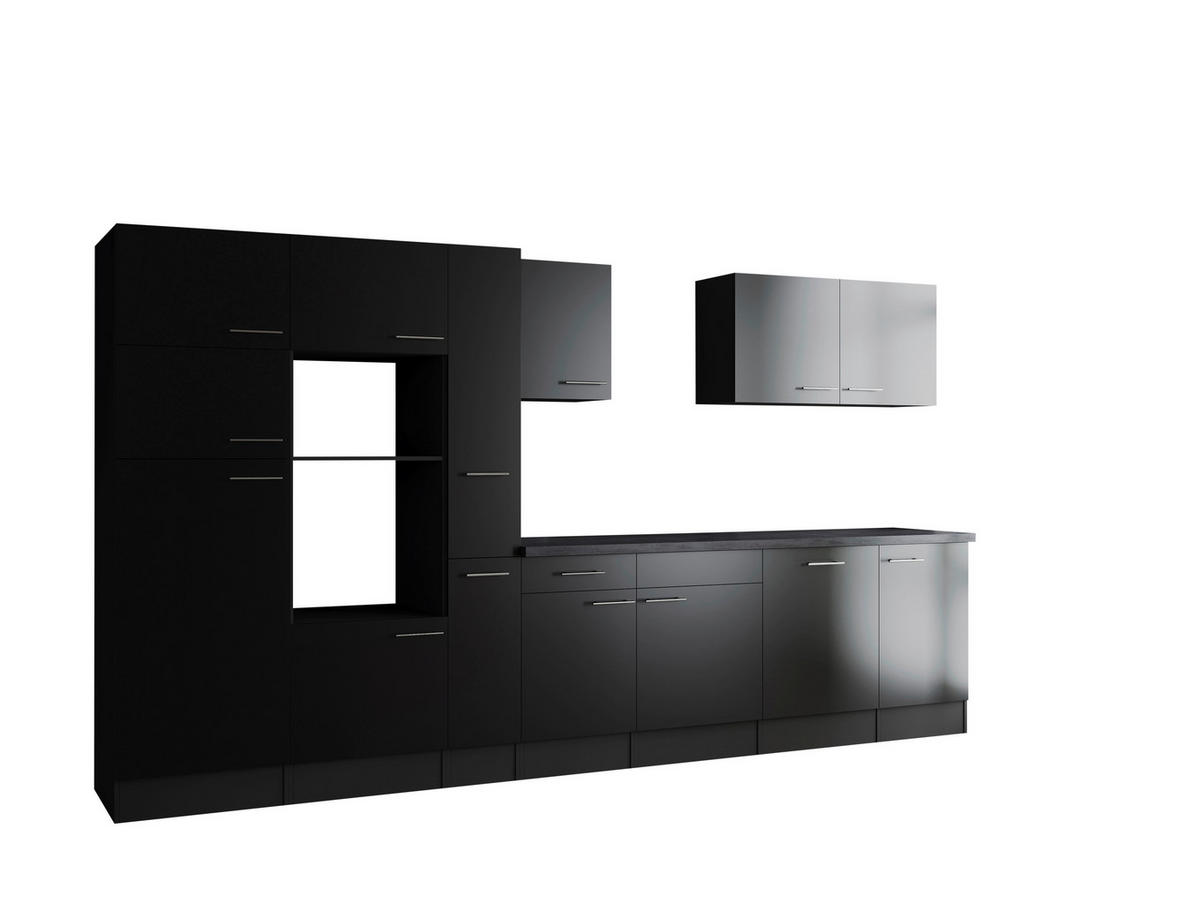 MODULKÖK UTAN VITVAROR 370 cm   i grå, svart  - silver/grå, Design, metall/trämaterial (370cm) - Respekta