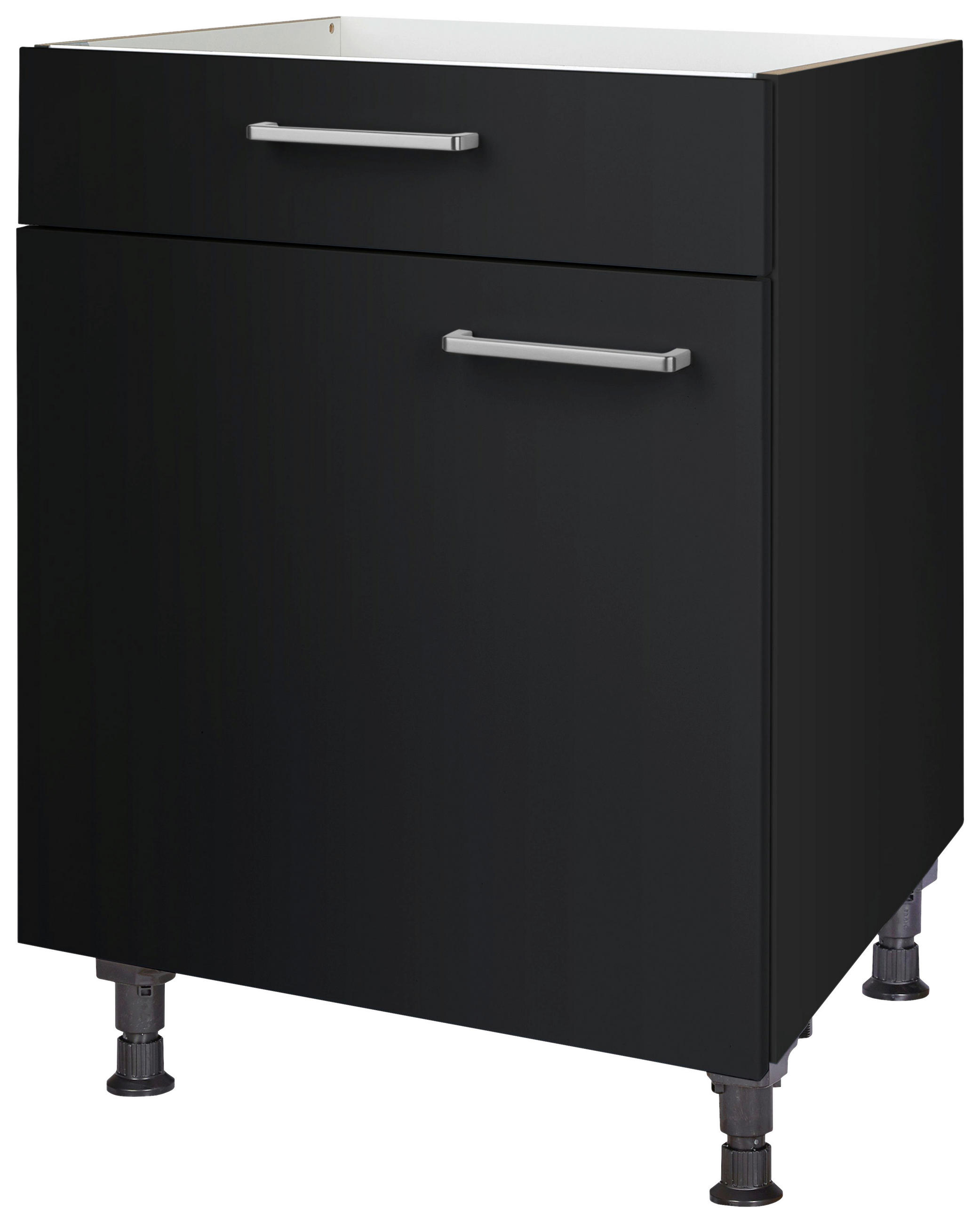 KOCHFELDUMBAUSCHRANK 60/87/56 cm  in Schwarz  - Edelstahlfarben/Schwarz, MODERN, Holzwerkstoff/Metall (60/87/56cm) - Nobilia