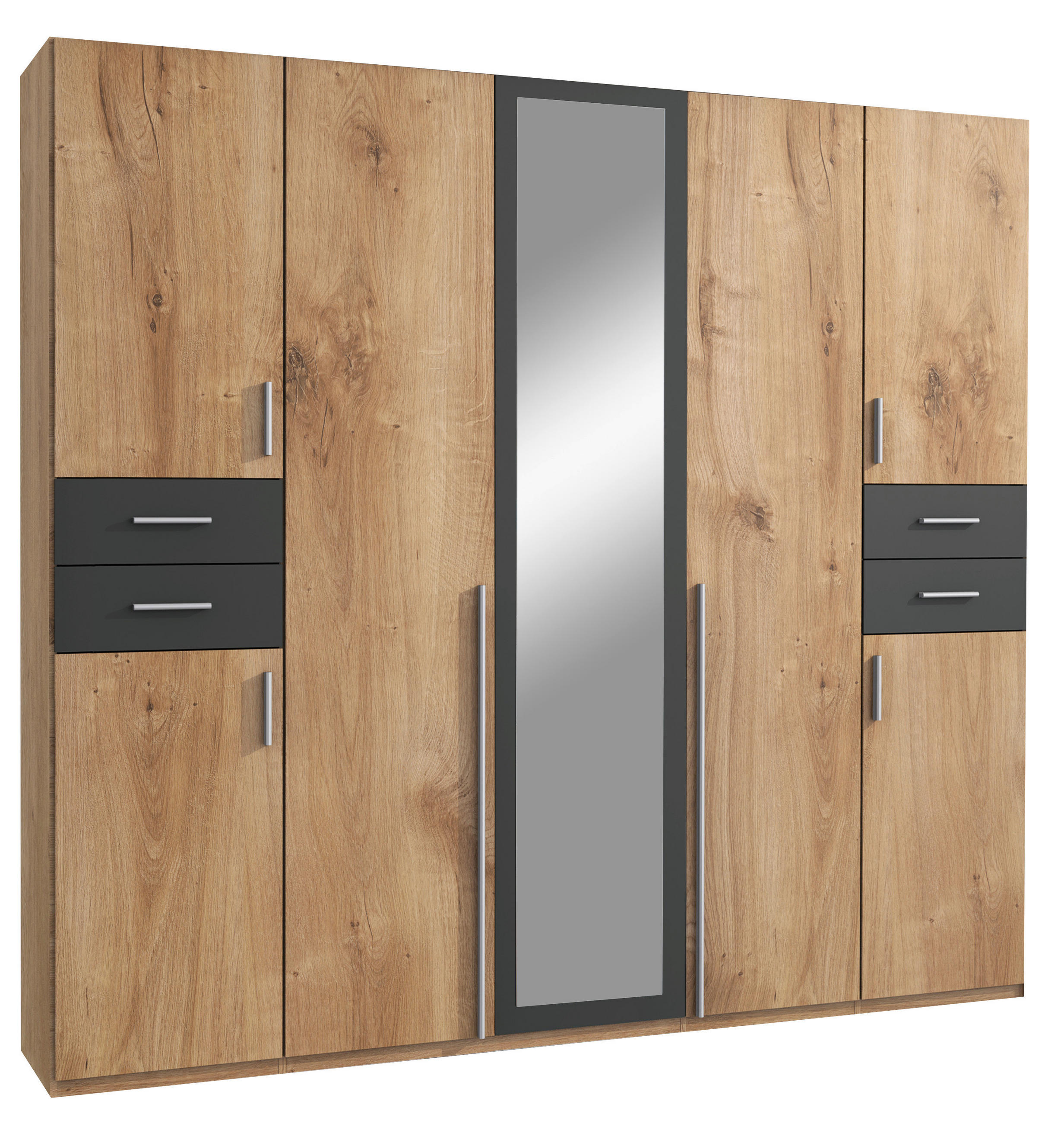 MID.YOU ŠATNÍ SKŘÍŇ S OTOČNÝMI DVEŘMI, barvy grafitu, barvy dubu, 225/208/58 cm