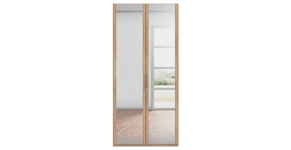DREHTÜRENSCHRANK 101/223/60 cm 2-türig Sonoma Eiche - Silberfarben/Sonoma Eiche, Design, Glas/Holzwerkstoff (101/223/60cm) - Novel