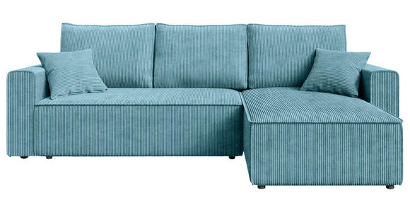 ECKSOFA Türkis Cord  - Türkis/Schwarz, KONVENTIONELL, Kunststoff/Textil (241/138cm) - Carryhome