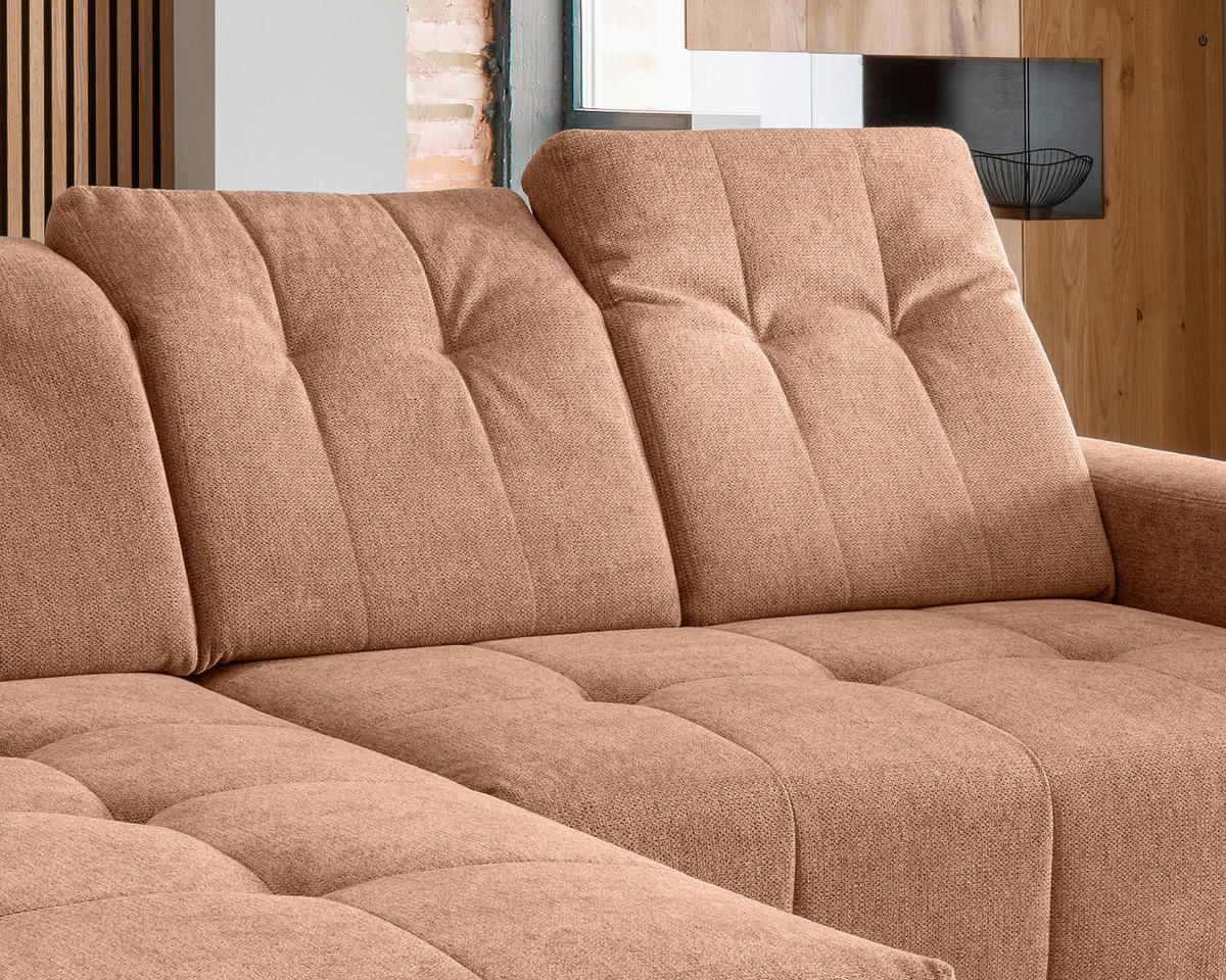 ECKSOFA Koralle Chenille  - Koralle/Schwarz, MODERN, Textil/Metall (180/258cm) - Livetastic