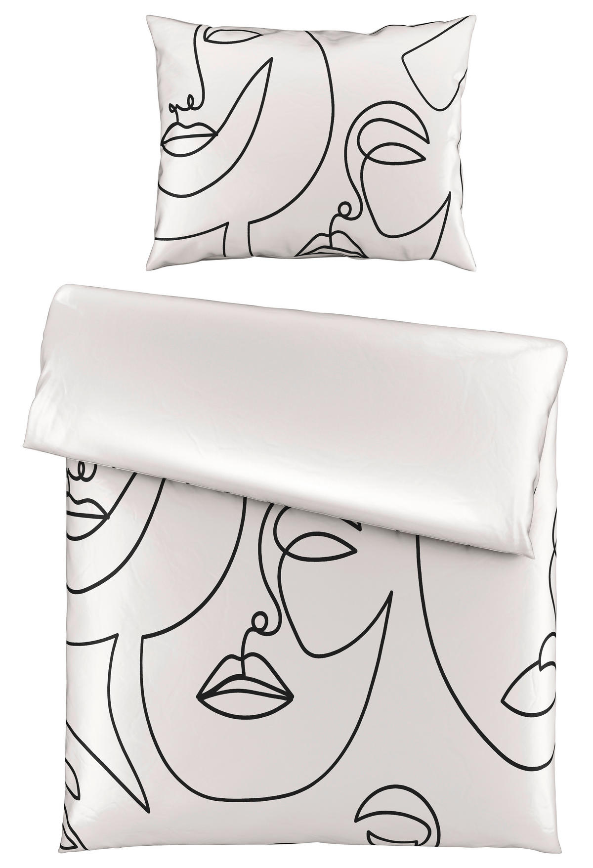 POSTELJINA S DVA LICA 140/200 cm  FACES  - bijela/crna, Basics, tekstil (140/200cm) - Esposa