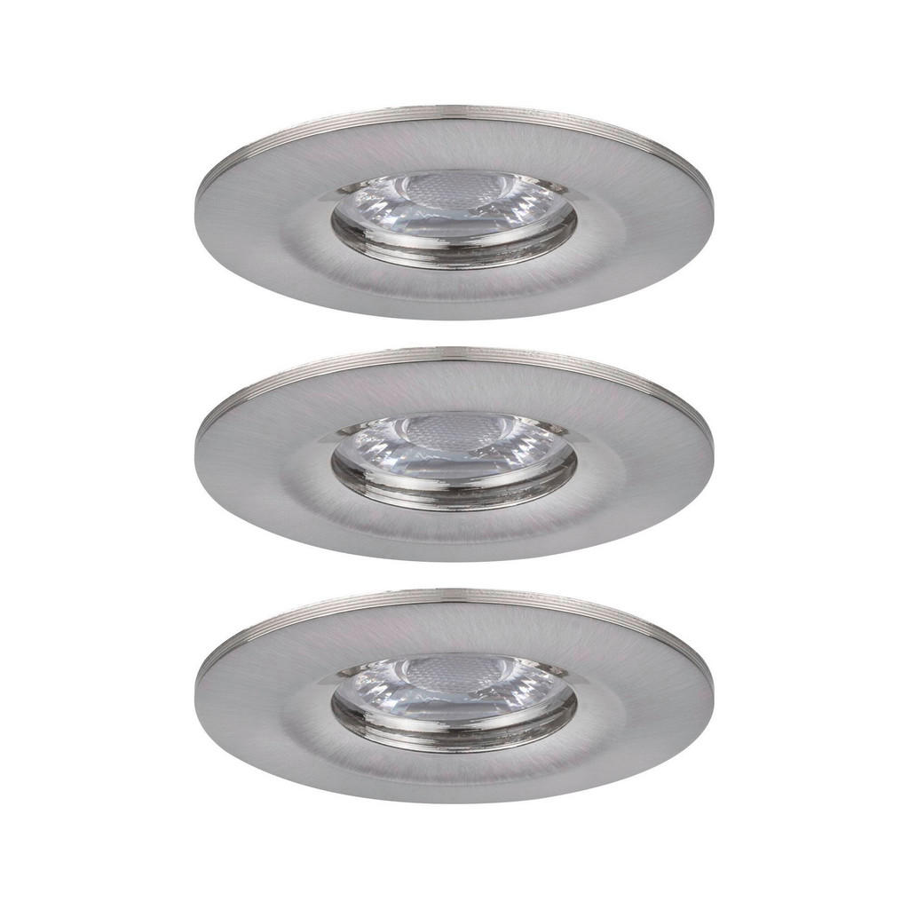 LED-Deckenleuchte Ø 6,5 cm 3er-Set Alufarben Rund