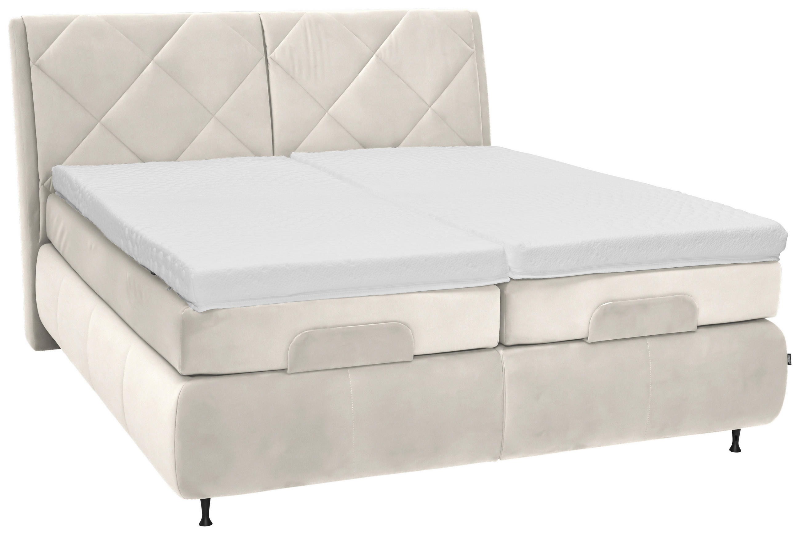 BOXSPRINGBETT 180/200 cm  in Creme  - Creme/Schwarz, KONVENTIONELL, Textil/Metall (180/200cm) - Dieter Knoll
