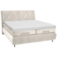 BOXSPRINGBETT 180/200 cm  in Creme  - Creme/Schwarz, Konventionell, Textil/Metall (180/200cm) - Dieter Knoll