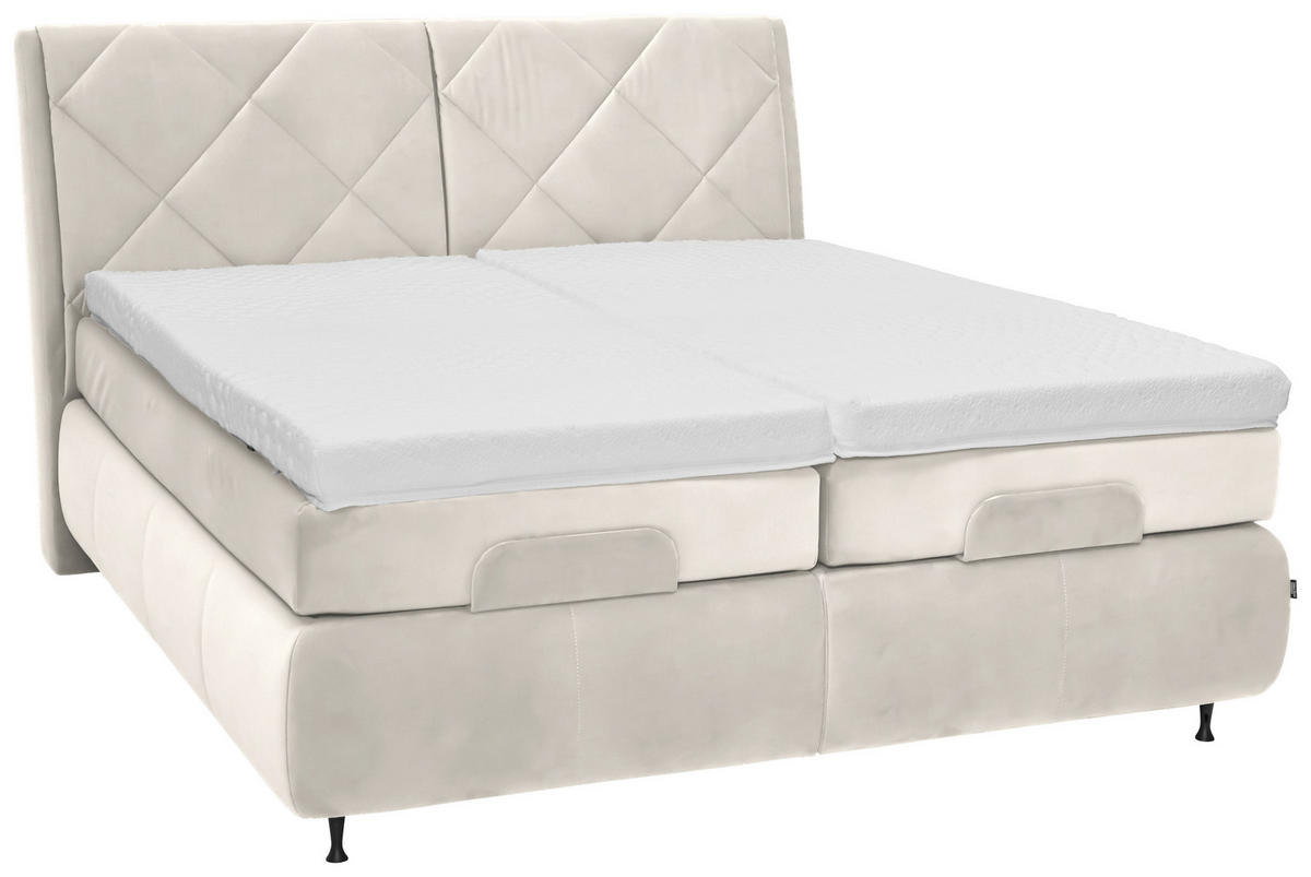 BOXSPRINGBETT 180/200 cm  in Creme  - Creme/Schwarz, Konventionell, Textil/Metall (180/200cm) - Dieter Knoll