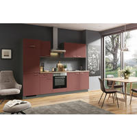 KÜCHENBLOCK 280 cm   in Anthrazit, Rot  - Edelstahlfarben/Anthrazit, Design, Holzwerkstoff/Metall (280cm) - Welnova