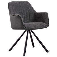 ARMLEHNSTUHL  in Eisen Lederlook, Bouclé  - Schwarz/Grau, MODERN, Holz/Textil (62/82/62cm) - MID.YOU