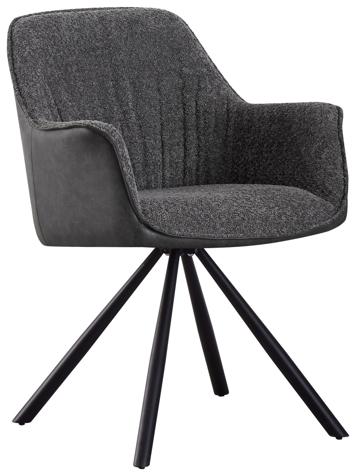 ARMLEHNSTUHL  in Eisen Lederlook, Bouclé  - Schwarz/Grau, MODERN, Holz/Textil (62/82/62cm) - MID.YOU