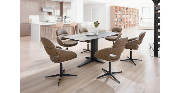 ARMLEHNSTUHL  in Eisen Echtleder pigmentiert  - Taupe/Schwarz, Design, Leder/Metall (60,5/86,7/65cm) - Belluti