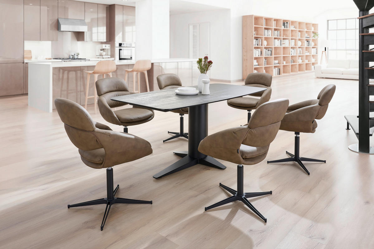 ARMLEHNSTUHL  in Eisen Echtleder pigmentiert  - Taupe/Schwarz, Design, Leder/Metall (60,5/86,7/65cm) - Belluti