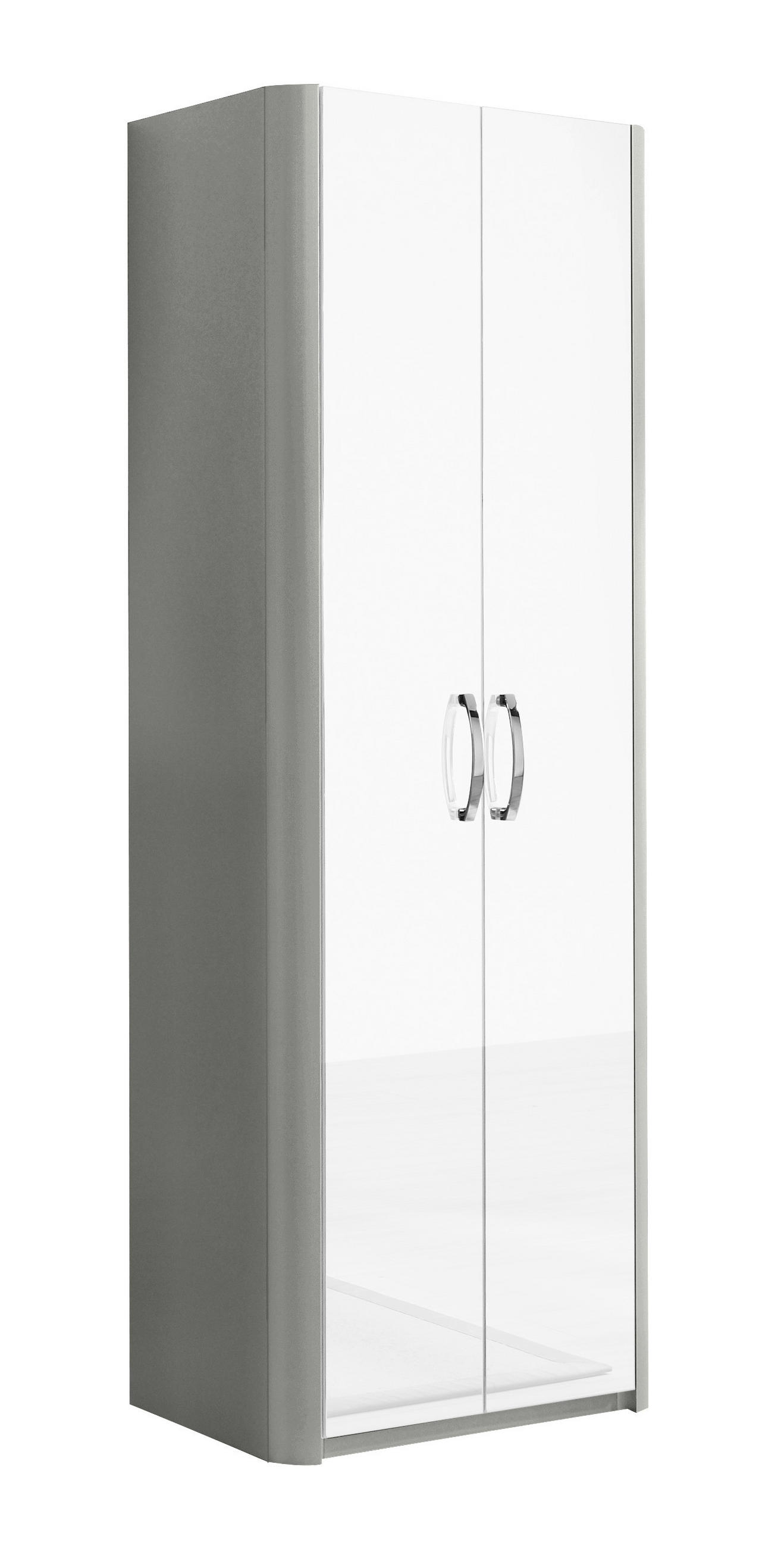 GARDEROBENSCHRANK in 66/187/37,5 cm - Weiss Hochglanz/Chromfarben, Design, Holzwerkstoff/Metall (66/187/37,5cm) - Moderano