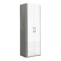 GARDEROBENSCHRANK  in 66/187/37,5 cm  - Weiss Hochglanz/Chromfarben, Design, Holzwerkstoff/Metall (66/187/37,5cm) - Moderano